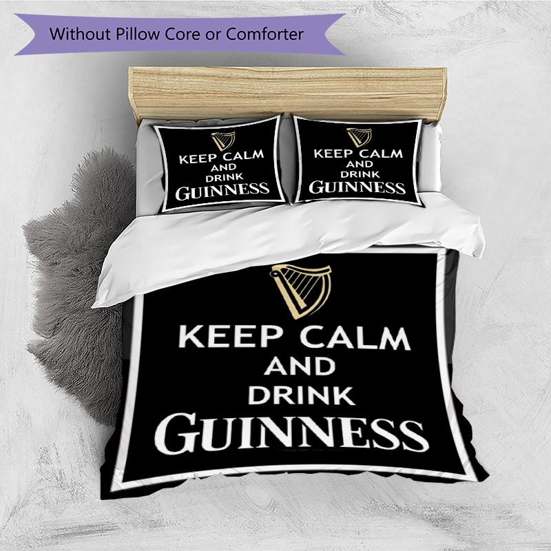 3pcs Duvet Cover Set (1*Duvet Cover + 2*Pillowcase, Without Core), Guinness Draught Print Bedding Set, Bedroom Decor, All‑Season, Gift