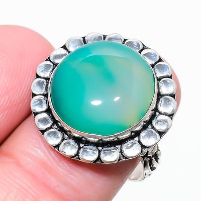 Green Onyx Gemstone 925 Sterling Silver Jewelry Ring Size 9.5 L0P66
