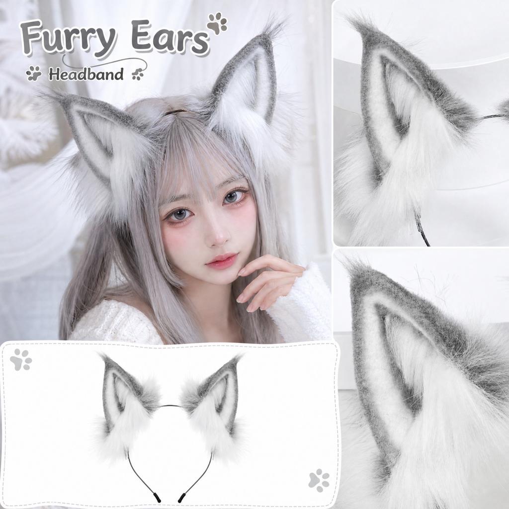 Bandeau Oreilles Réglables - Accessoire de Cheveux Costume Pelucheux pour Fête d'Halloween Jeu de Rôle