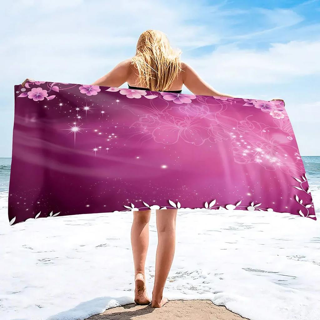 Microfiber Flowers Daisy Rose Beach Towel Blanket,Sand Proof Swimming Floral Flowers Bath Pool Towel for Travel Camping Sport