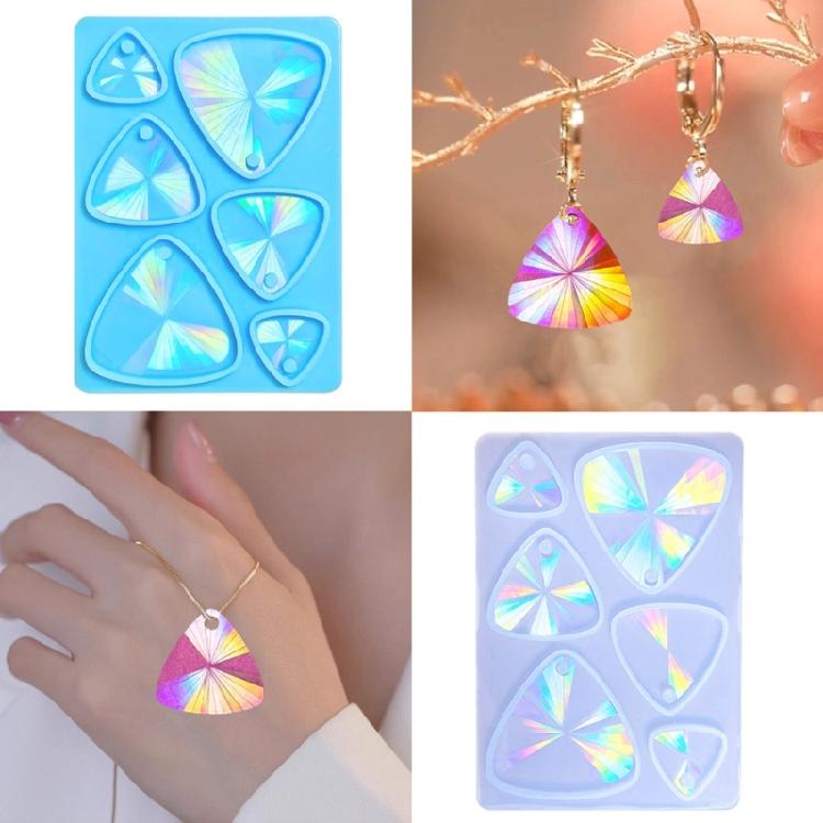 DIY Holographic Crystal Epoxy Resin Silicone Mold Triangle Earring Keychain DIY