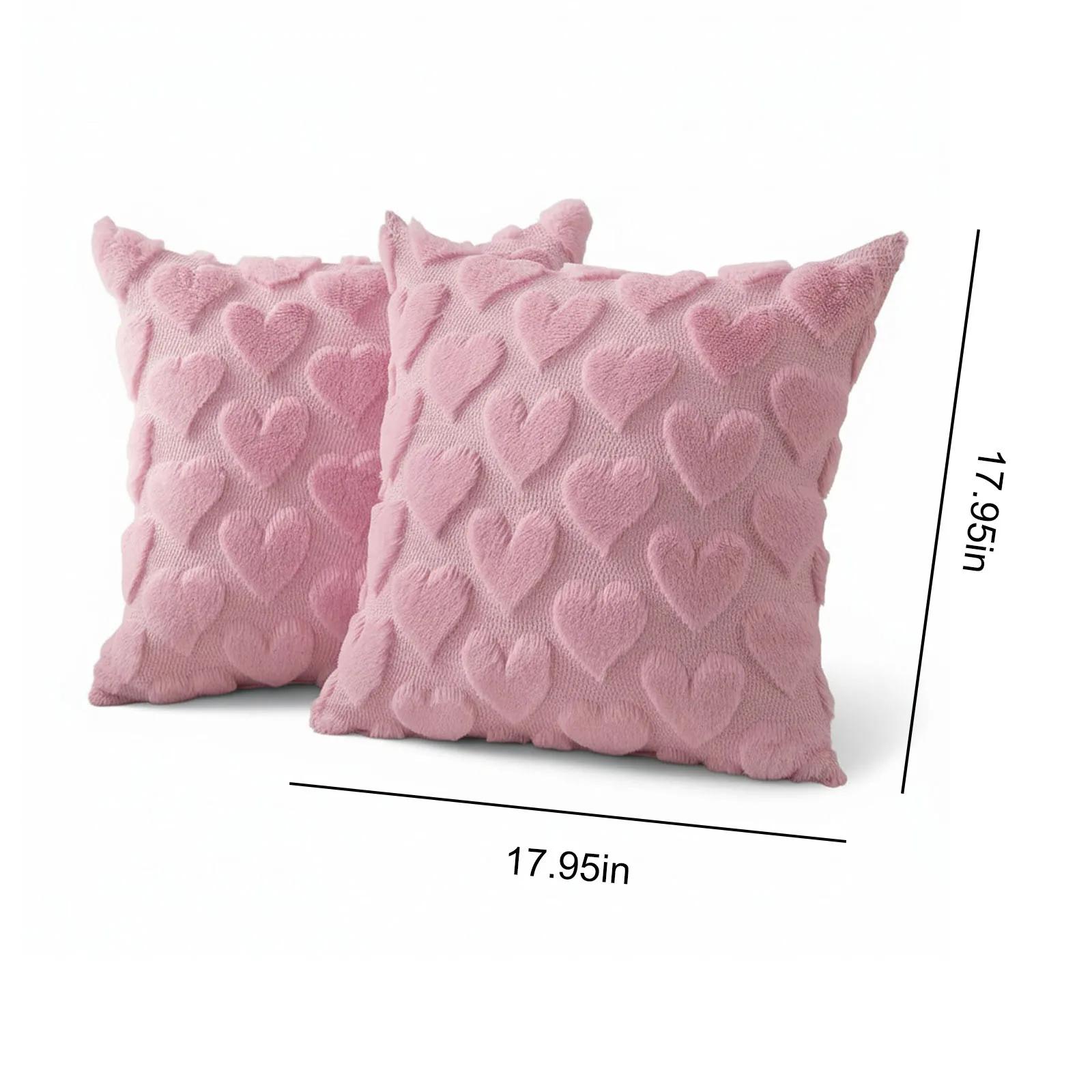 

2PCS Valentines Day Throw Pillow Cases 18x18 Inch Cute Cushion Covers Heart Shape Pillowcase for Bedroom Sofa Holiday Festivals 18X18Inch