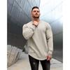 Mechieng Men's Long Sleeve Training T-Shirt, Light Khaki, Size M, for Gym and Strength Training
