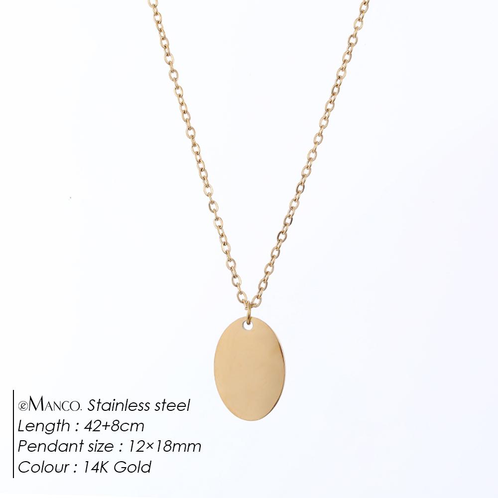 EManco Oval Stainless Steel Pendant Necklace Gold Choker Necklaces on Neck Women Jewelry Gift