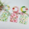 Fruit Print PU Card Holder with Beaded Keychain & Bracelet Wallet