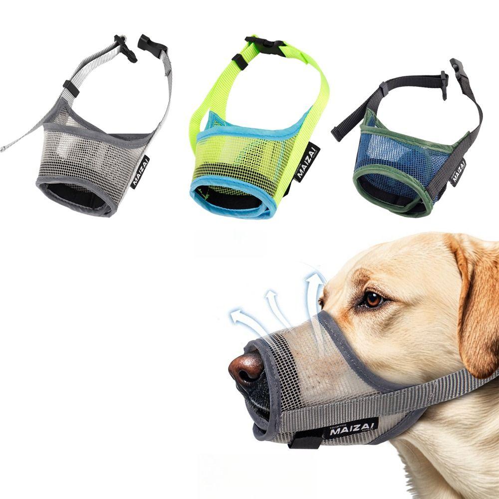 Breathable Mesh Dog Muzzle Adjustable Mouth Guard Portable Dog Mouth Cover  for Most Dog