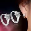 Lady Snowflake Silver Plated Leverback Huggie Hoop Earrings Jewelry
