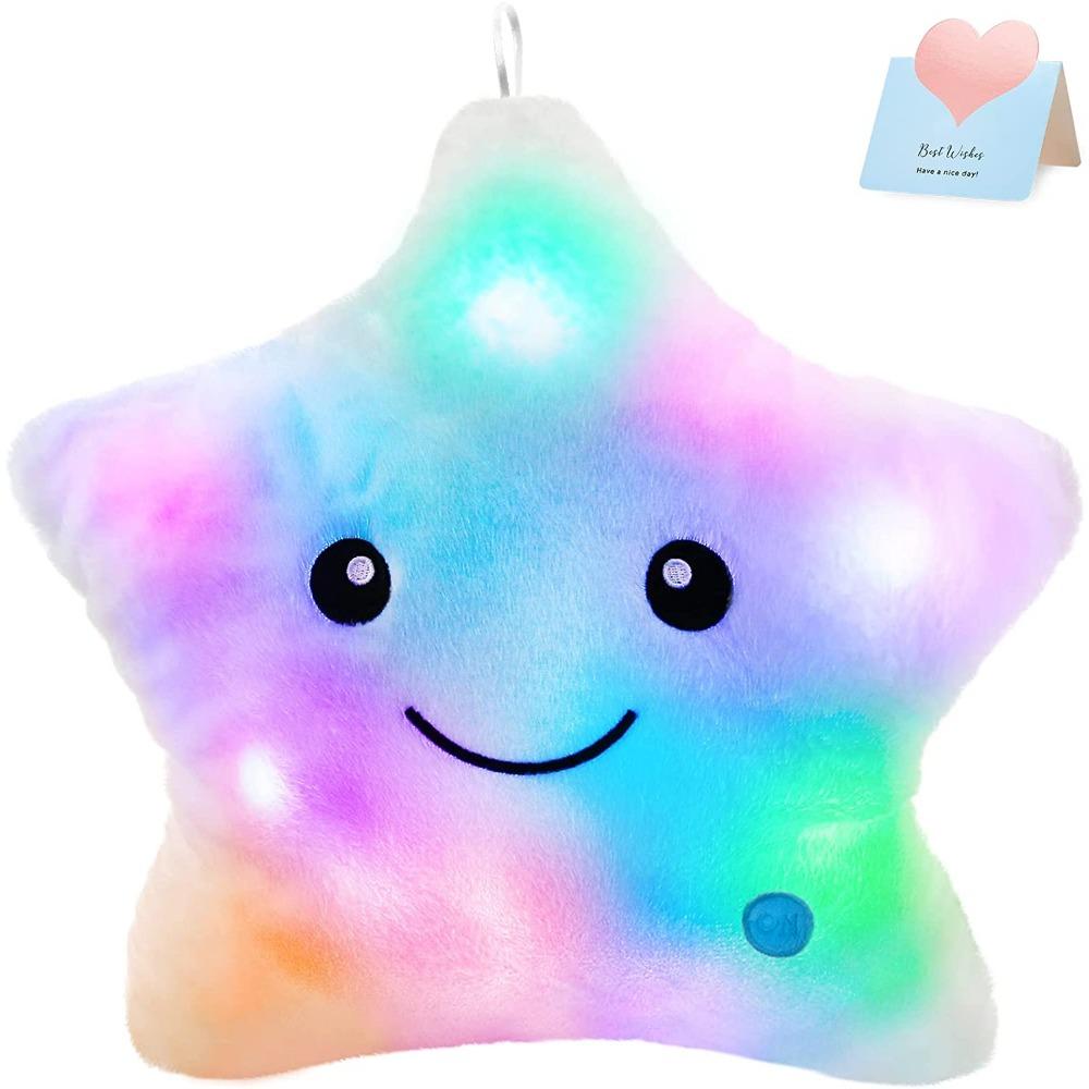 34CM Creative Toy Luminous Pillow Soft Stuffed Plush Glowing Colorful Stars Cushion Led Light Toys Gift For Kids Children Girls