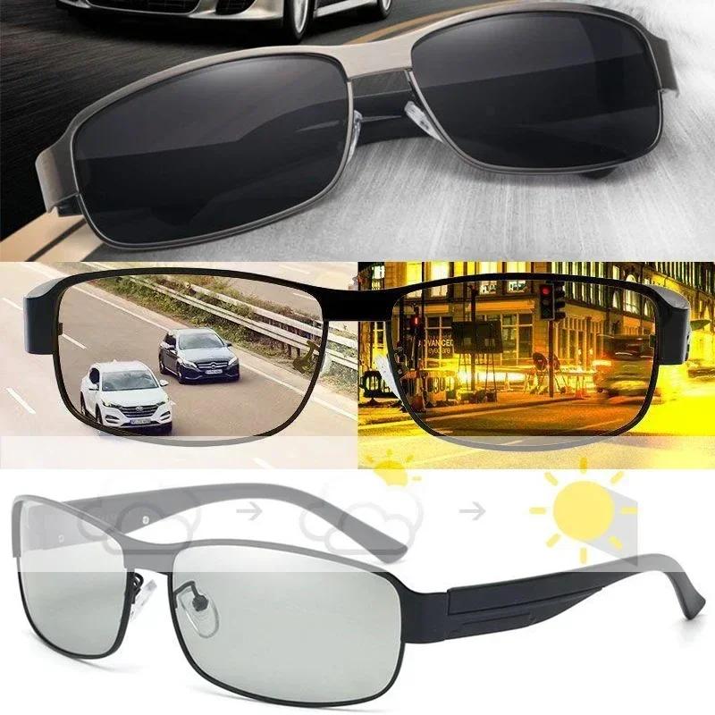 Brand Rivet Square Photochromic Sunglasses Men Polarized Women Driving Sun Glasses Day Night Vision Anti-Glare Zonnebril Heren