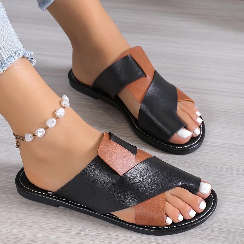 Autumn Color-Block New Style Summer Fashion Breathable Flat Toe Slippers