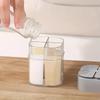 4 in 1 camping seasoning jar with lid transparent spice dispenser 4 compartment outdoor cooking barbecue salt and pepper shaker