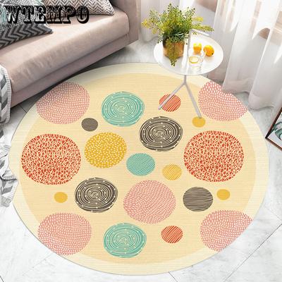 Cartoon Circular Carpet Bedroom Computer Swivel Chair Mat Children's Room Study Desk Floor Mat Silent