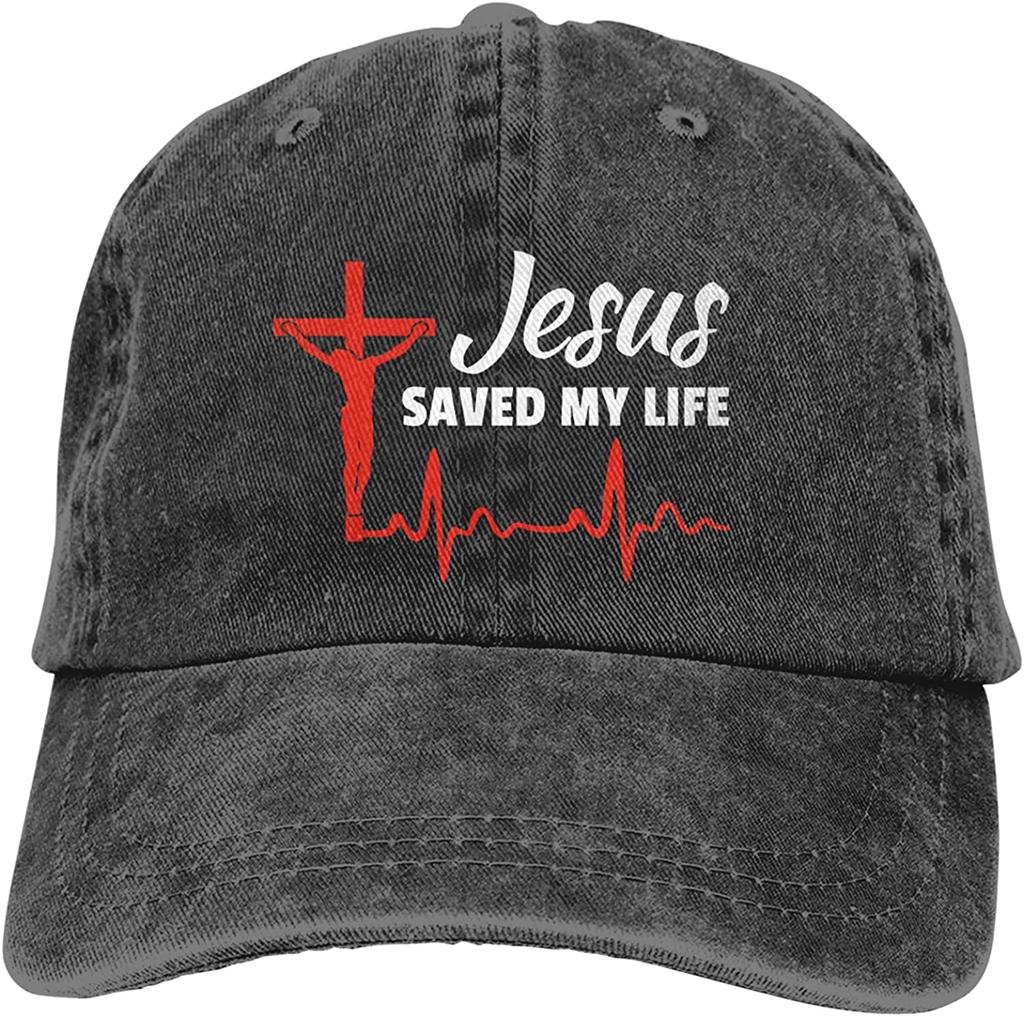 Jesus Save My Life Baseball Cowboy Cap Unisex Adult Adjustable Vintage Washed for Women Unisex Trucker Denim Hat Outdoor