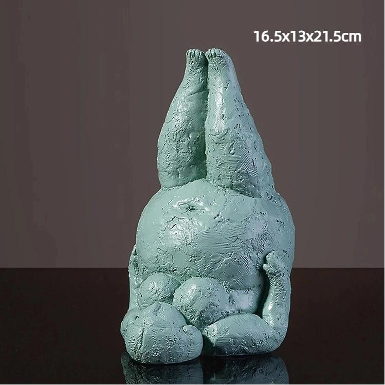 Handmade Sandstone Yoga Chubby Woman Statue Home Decor