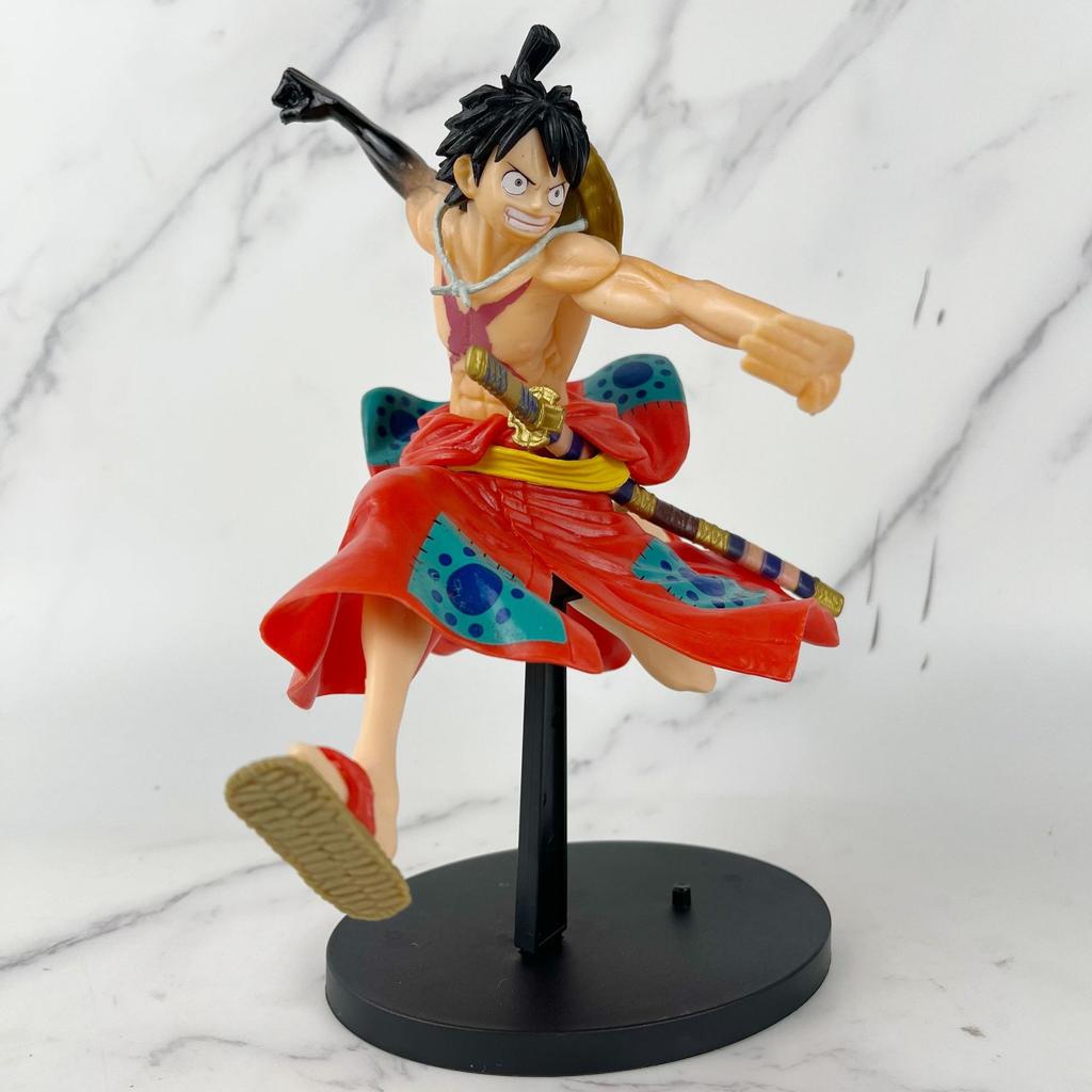23cm Anime One Piece Kimono Monkey D. Luffy Second Gear Duel Figure Scene PVC Model Toy Collecting Desk Decorations Gift