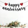 Happy Anniversary Banner, Anniversary Party Decorations, We Still Do, Happy Wedding Day Party Decoration Supplies Black Red Glitter