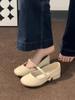 Soft Sheepskin~ Genuine Leather French Retro Mary Jane Shoes Commuter Single Shoes Women's New Thick Heel Gentle Evening Small Leather Shoes