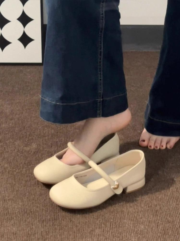 Soft Sheepskin~ Genuine Leather French Retro Mary Jane Shoes Commuter Single Shoes Women's New Thick Heel Gentle Evening Small Leather Shoes