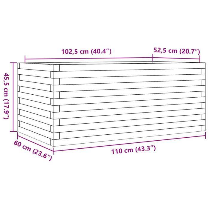 VidaXL Jardinière 110x60x45,5 cm bois de pin massif, jardinière d'extérieur, bac à fleurs, boîte à plantes, jardinière de 847283