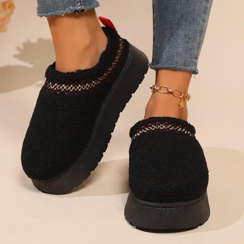Thick Bottom Plush Slippers Women Fashion Lamb Cashmere Warm Indoor Slides Woman Winter Soft Sole Non-Slip Cotton Slippers 2025