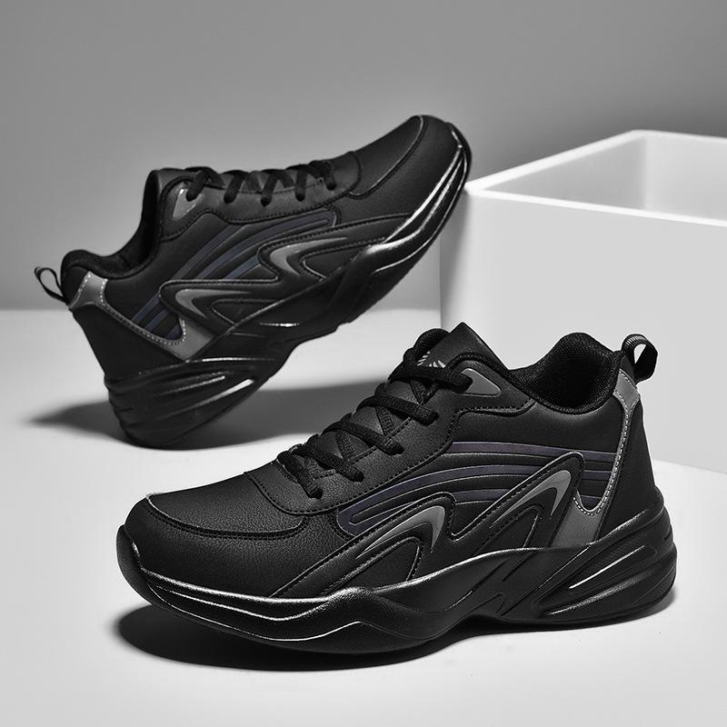 Autumn new basketball shoes fashion leather dad shoes student actual combat sports shoes platform running shoes
