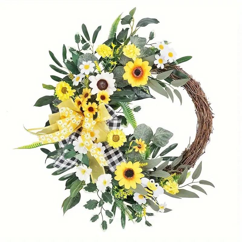 Sunflower Wreath for Front Door- Spring Summer Farmhouse Decor- St Patrick'S Day Valentine'S Thanksgiving Hanging