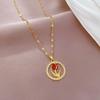 Light Luxury Temperament Gorgeous Ring Rose Necklace Women'S Versatile Collarbone Chain Titanium Steel Chain