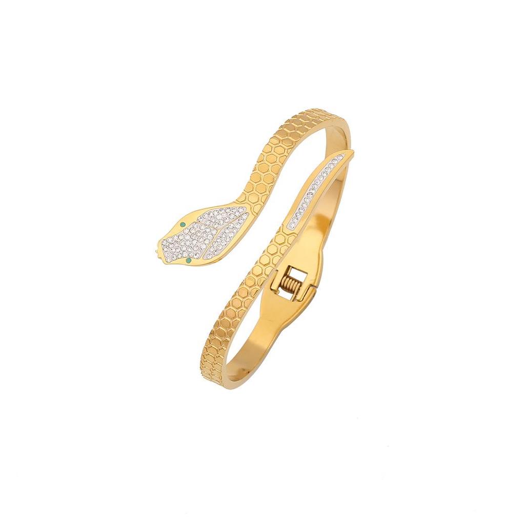 Eis Süßes Voll Diamant Schlangenarmband mit Zirkonia-Blumen – Edelstahl Europäischer & Amerikanischer Modeschmuck