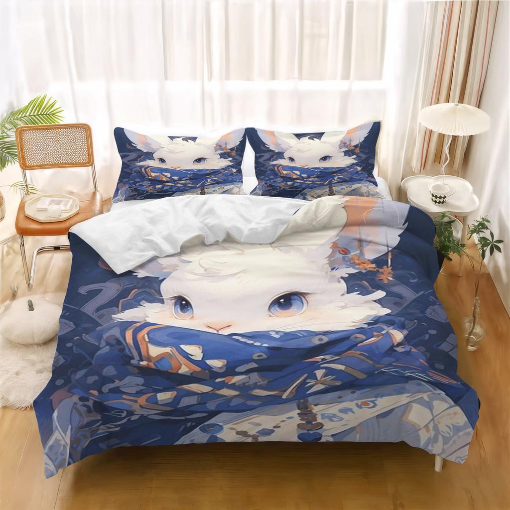 Cartoon Rabbit Duvet Cover Anime Luxury Bedding Set Children Grade A Printed Queen Size Home Modern