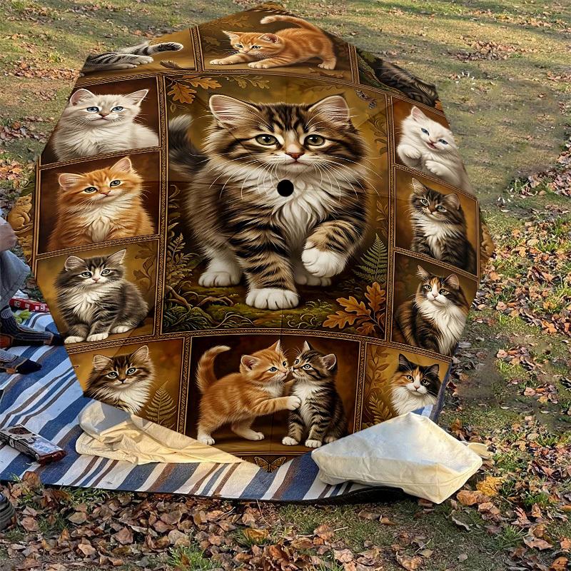 1PC Cat Quilt Umbrella-8-Rib Reinforced Portable Folding Travel Suitable for All Seasons Outdoor Daily Use Is an Ideal Choice  -K0385