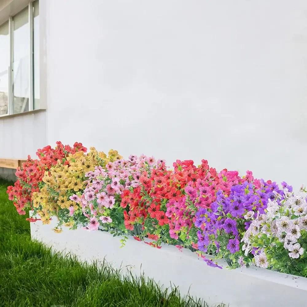 Ästhetische Violette Herbstblumen Eukalyptus Realistische Kunstblume Veranda Unechte Chrysantheme für Außenpflanzgefäße