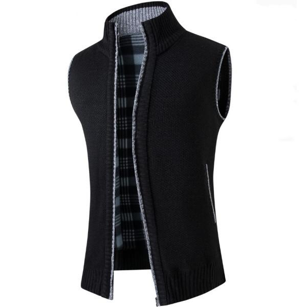 

Мужской зимний свитер однотонный жилет для отдыха и комфорта теплый на молнии со стоячим воротником безрукавный жилет XXXXL