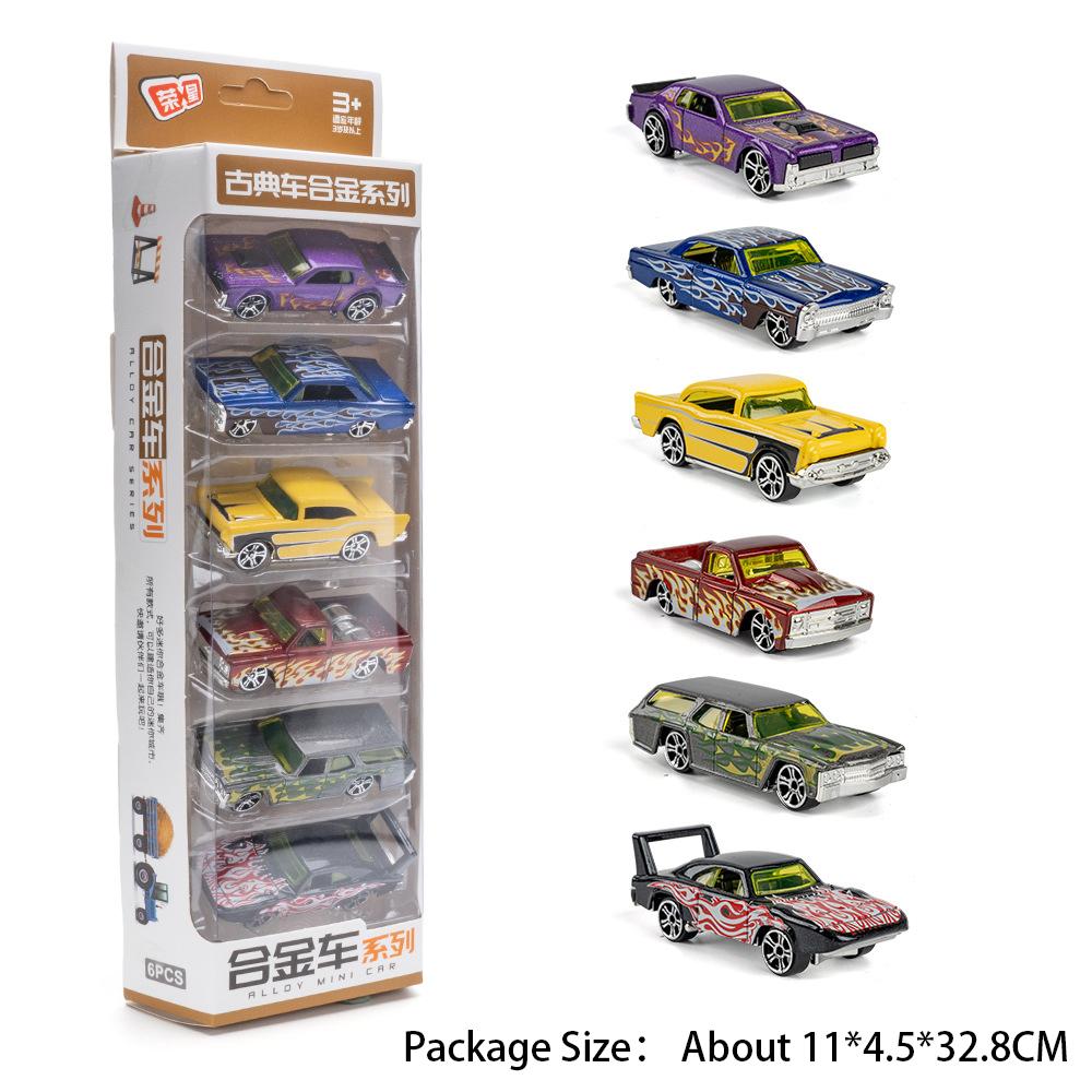 1:64 Vintage Car Alloy Diecast Racing Cars Series Miniature Model Toys Rubber Tires Sliding Forward Vehices Boy Gifts Collection