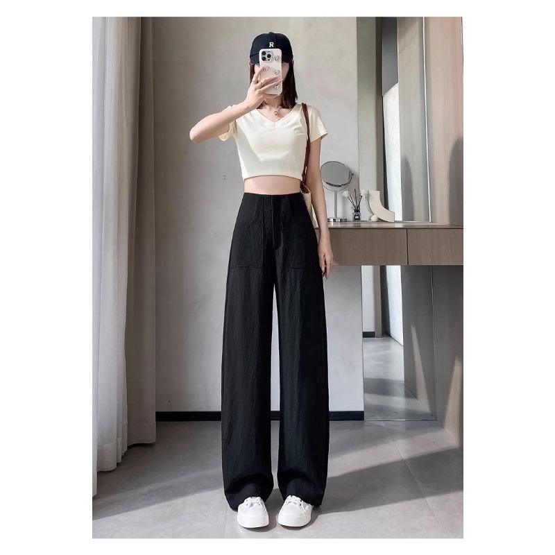 Wide-leg Pants for Women in Summer Thin High-waisted Pear-shaped Body Narrow Straight Loose Casual