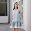 Fashion Style New Arrival Fashion Casual Loose Round Neck Sleeveless Ruched Dress Loose Pleated Dress