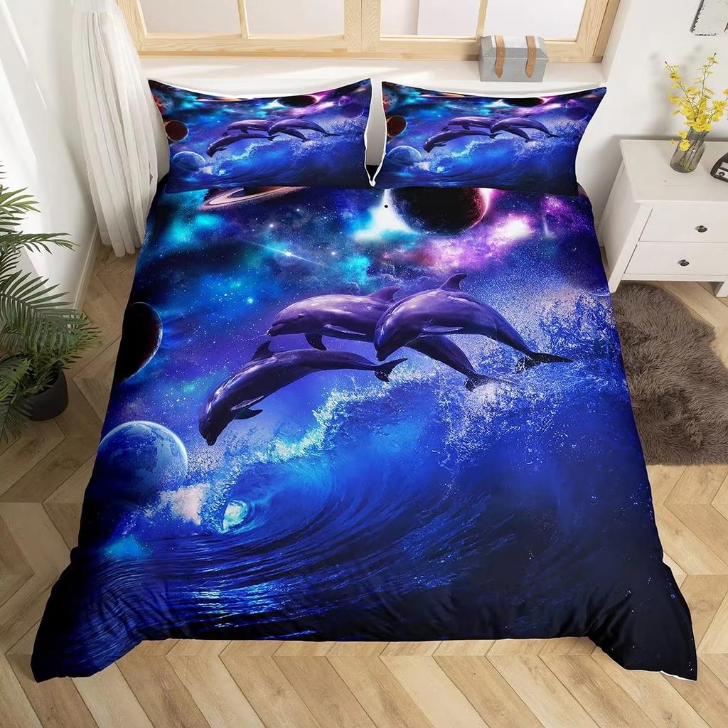 Kiler Whale Soft Duvet Cover Set Underwater World Animals Single Double Beding Children Kids Tens Adult Peoples Rom Ocean Whale Warm Comforter Cover
