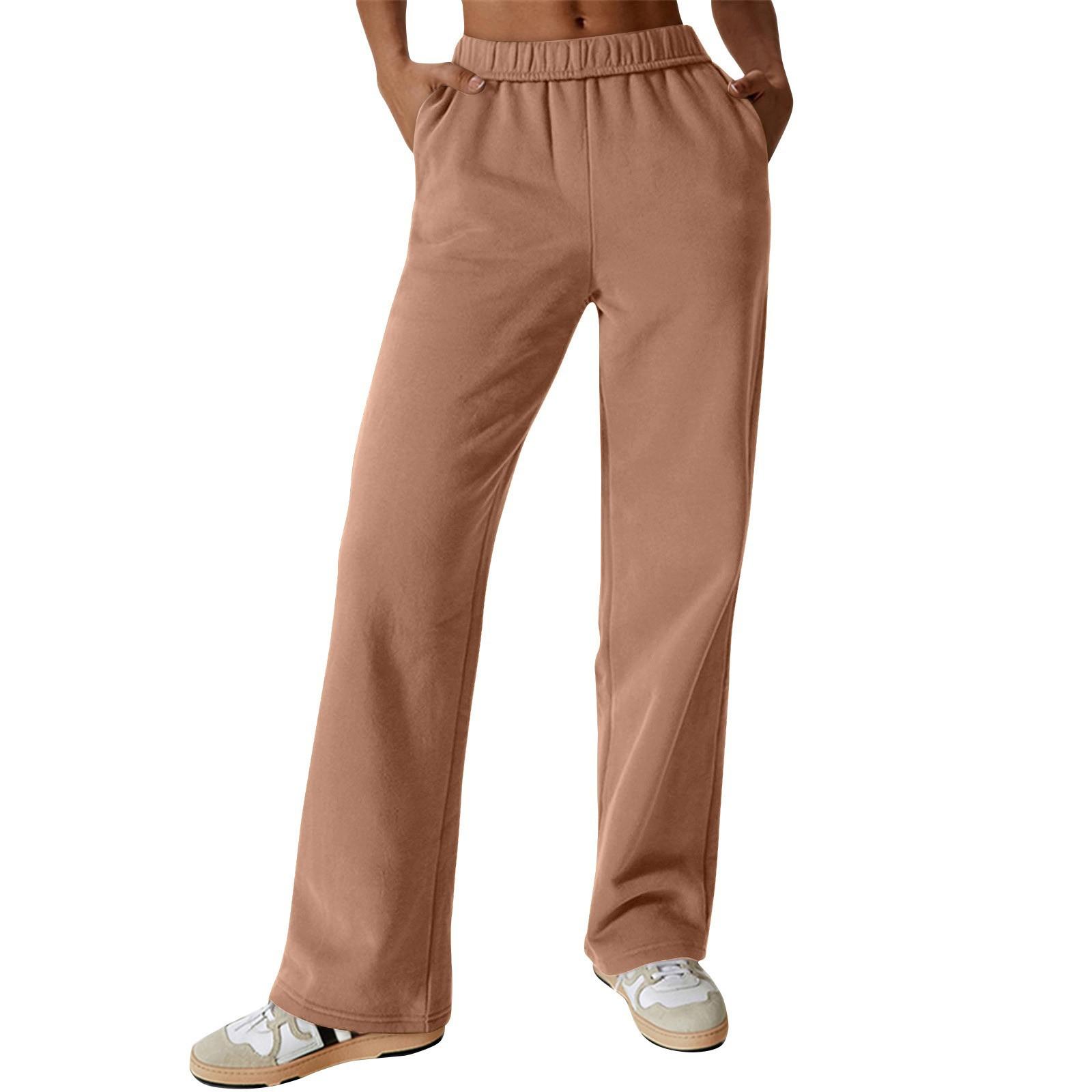 

Женские модные повседневные брюки с высокой талией, рабочая одежда, спортивные спортивные штаны с карманами M коричневый