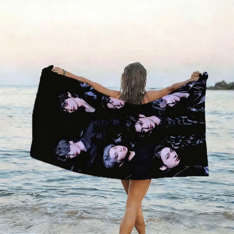 1pc skz K-pop Boy Group Idol Beach Towel Microfiber Soft Quick Dry Gym Sports Towel Bath Towel for Bathroom Swimming Outdoor