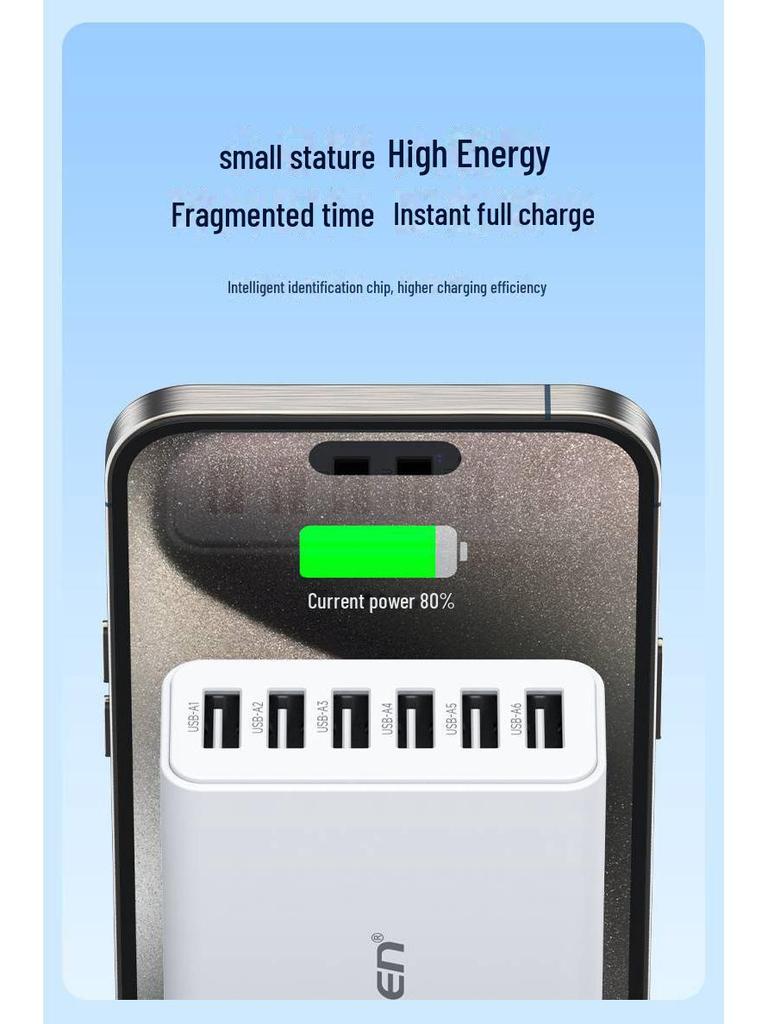 PISEN Multi-Port USB Charger: Fast Charging Desktop Plug for Apple & Android Devices