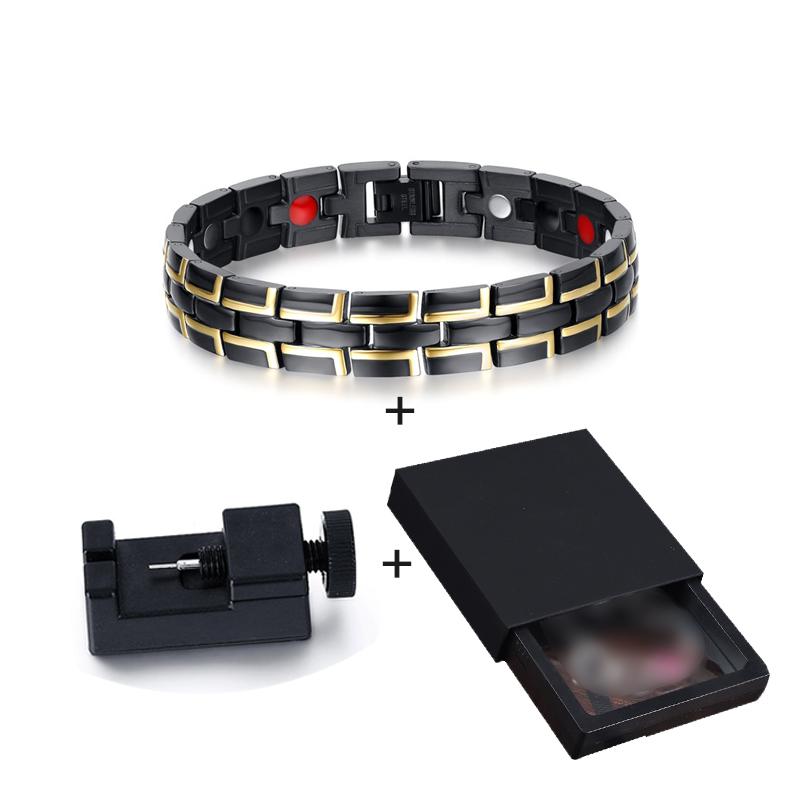 Vinterly Health Magnetic Bracelets Male Stainless Steel 12mm Wrist Band Magnet Men Hand Chain Link Energy Jewelry Waterproof