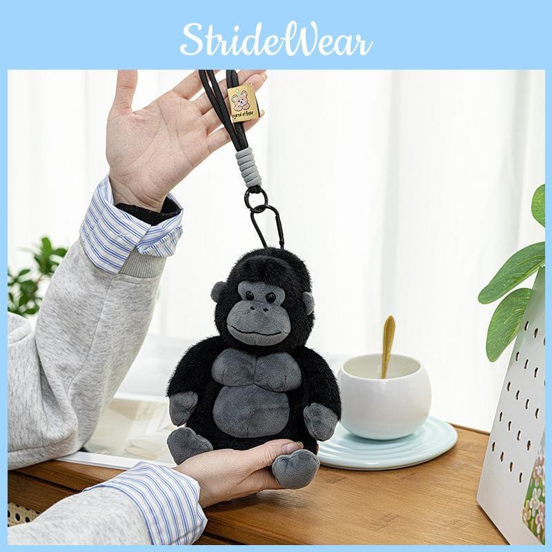 Lying Cute Cartoon Posture Black Gorilla Plush Toy Pendant For Bag Decoration