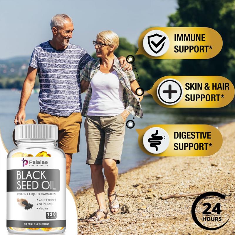 Pslalae 1000 mg Biologische Zwarte Komijnzaadolie - Vegan Capsules - Gezondheid van het Haar
