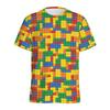 Retro Bouwsteen 3D Geprint T-shirt Heren Puzzel Videogames Patroon T-shirt Losse Street Korte Mouwen Y2k T-shirts