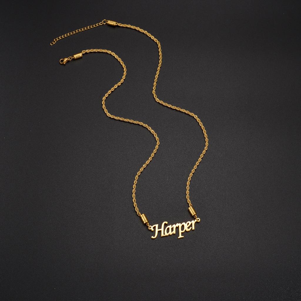 Atoztide Personalized Custom Name Necklaces for Women Stainless Steel Twist Chain Flower Nameplate Pendant Birthday Jewelry Gift