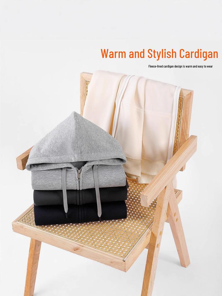 2025 Fleece-Lined Hoodie Jacket: Autumn/Winter Casual Sportswear