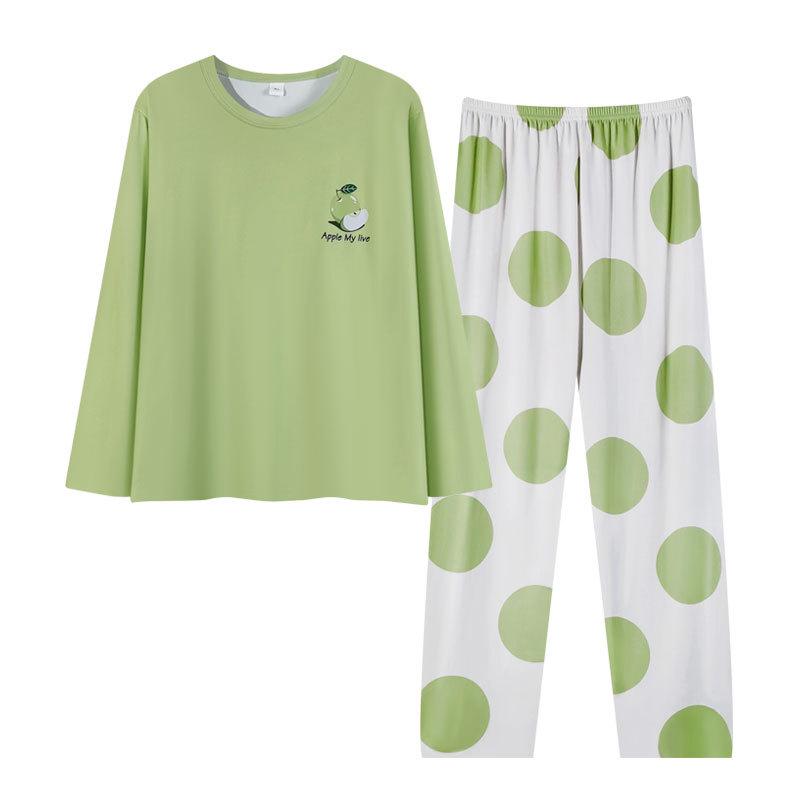 WeChat Herbst/Winter Damen Niedlicher Stil Rundhals Pyjama-Set - Langarm und Hose