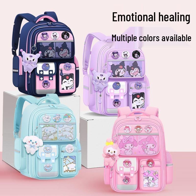 Kuromi Kids' School Backpack: Large Capacity, Spine Protection, Ages 6-12, Grades 1-6
