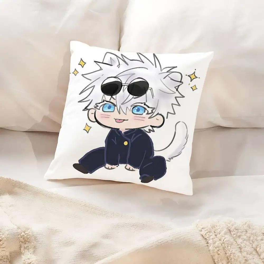 Anime J-Jujutsu K-Kaisen Pillow Case Cushion Cover Soft Cute Throw Pillow Case For Car Sofa Pillowcase Polyester With Zipper