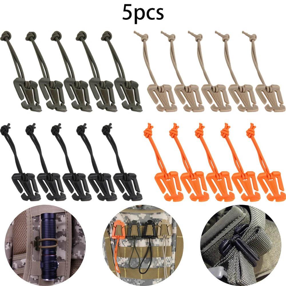 5pcs outdoors Tactical Triangular Buckle with Elastic Carabiner Clips Nylon Camping Bag Hanger Hook Clamp Rope Webbing Buckle