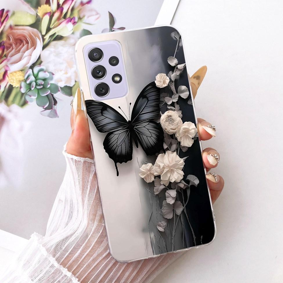 Transparent For Samsung Galaxy A72 4G Case Cute Fashion Flowers Funny Painted Casing For Samsung A72 4G SM-A725M SM-A725F Cover